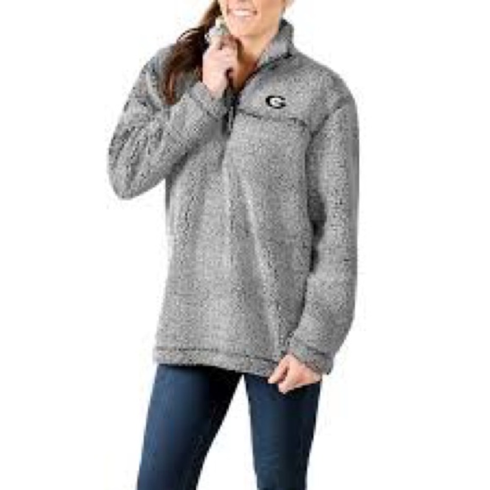 Georgia Bulldogs Gray Sherpa Quarter-Zip Pullover